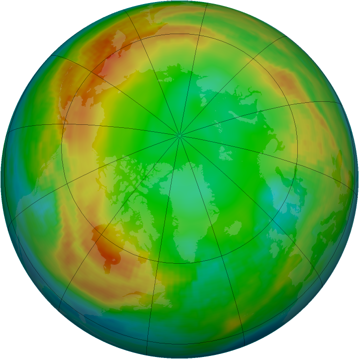 Arctic ozone map for 16 January 1989